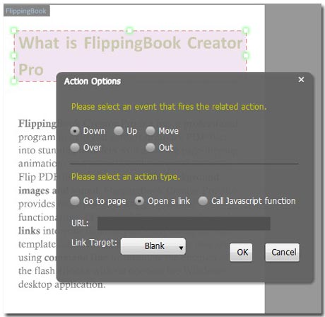 hyperlinks action options