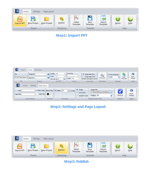 steps for FlipBook creator 3D